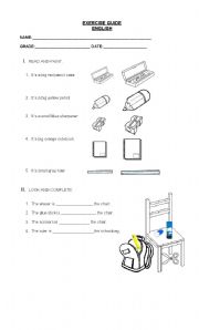 English worksheet: prepositions and big and small