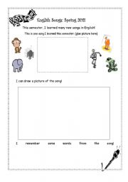 English worksheet: English Childrens Songs Review Worksheet
