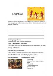 English worksheet: A night out