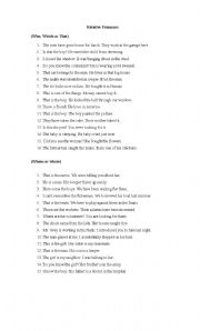 English Worksheet: relative pronouns