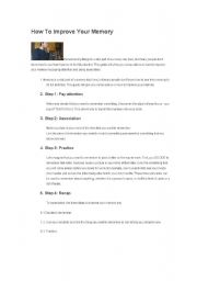 English worksheet: memory