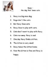 English Worksheet: Rexy-the dog that loves cats