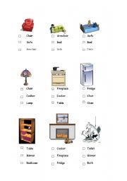 English worksheet: Furniture