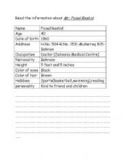 English worksheet: describing people