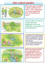 English Worksheet: my  school garden