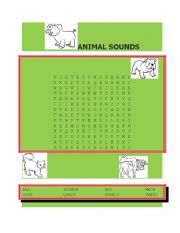 English worksheet: ANIMAL SOUND WORD SEARCH