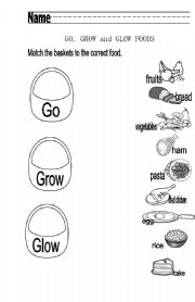 English worksheet: Go, Grow and Glow Foods
