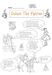 English Worksheet: Colour The Fairies