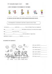 English Worksheet: Members of the family and possessive case