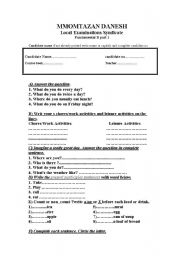 English Worksheet: fandemental test