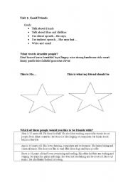 English worksheet: frienship