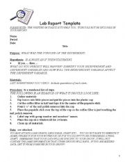 English worksheet: Lab Report Template