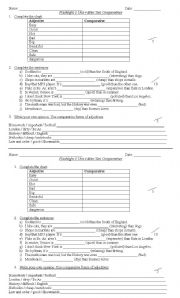 English Worksheet: comparatives