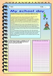 English Worksheet: My school day 