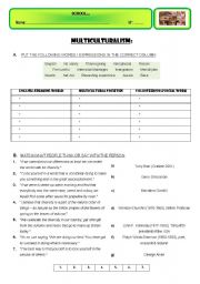 English Worksheet: MULTICULTURALISM