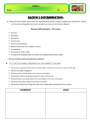 English Worksheet: RACISM & DISCRIMINATION