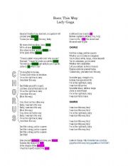 English Worksheet: Born this way by Lady Gaga