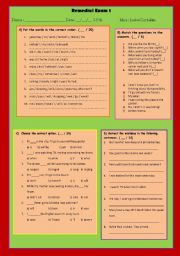 English Worksheet: remedial exam on past simple and continuous, first conditional
