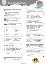 English Worksheet: first remedial exam on past simple, superlatives and comparatives, and quantifiers