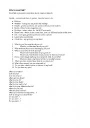 English Worksheet: Small Talk