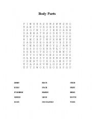 English Worksheet: Body Parts Wordsearch