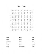 English worksheet: Body Parts Wordsearch