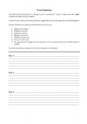 English worksheet: Plan a Travel Itinerary