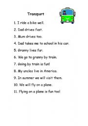 English worksheet: Transport