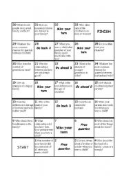 English Worksheet: family relationships boardgame