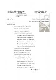 English Worksheet: the road not taken