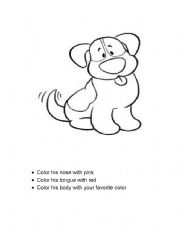 English Worksheet: Put some colour in the Dog 