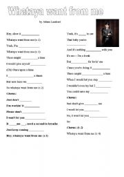 English Worksheet: Whataya want from me /What do you want from me by Adam Lambert