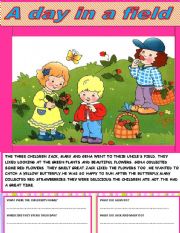 English Worksheet: A DAY IN A FIELD