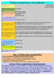 English Worksheet: Writing a letter of application