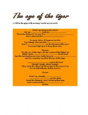 English Worksheet: The Eye of the Tiger