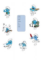 English Worksheet: learn adjectives with the smurfs