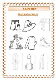 English worksheet: CLOTHES.READ AND COLOUR.#4