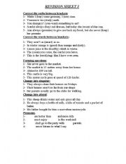 English worksheet: Revision sheet