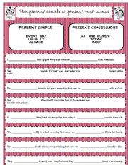 English Worksheet: PRESENT SIMPLE AND CONTINUOUS