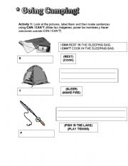 English Worksheet: Going camping