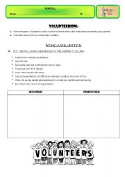 English Worksheet: VOLUNTEERS