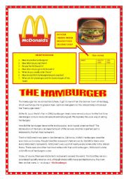 English Worksheet: The hamburger