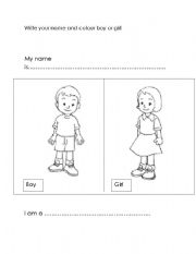 English worksheet: girl or boy