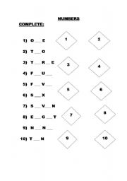 English worksheet: numbers 1-10