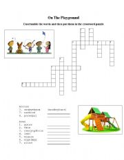 English worksheet: On the Playground Crossword