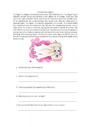 English Worksheet: La Segua A Costa Rican Legend