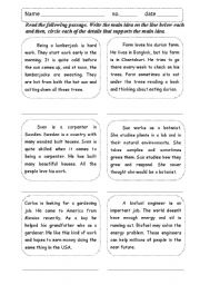 English Worksheet: Main idea supporting details