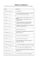 English Worksheet: Medical Vocabulary 3