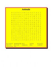 English Worksheet: ANIMAL WORD SEARCH
