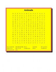 English worksheet: ANIMAL WORD SEARCH